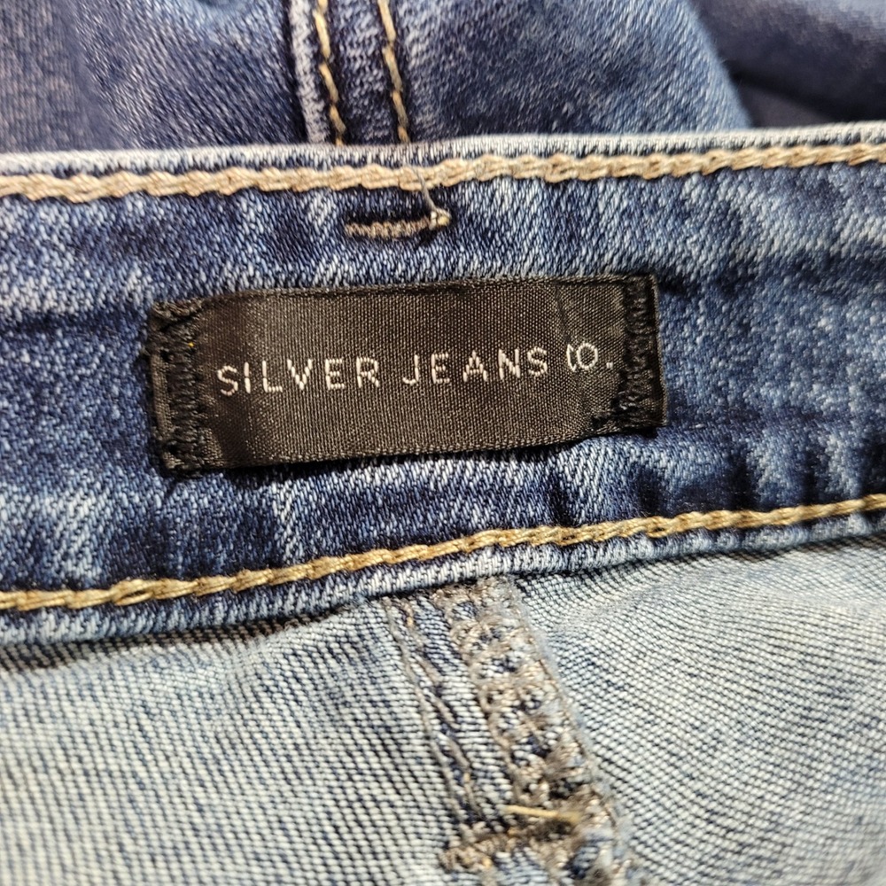 Silver Jeans Co Elyse Slim Boot Womens W30 L31 Blue Distressed Denim - Picture 10 of 13